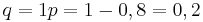{\displaystyle q}=1{\displaystyle p}=1-0,8=0,2