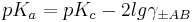 pK_{a}=pK_{c}-2lg{\gamma}_{\pm AB}