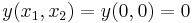 y(x_1, x_2)=y(0, 0)=0