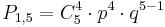 
P_{1,5}=C_5^4\cdot p^4 \cdot q^{5-1}
